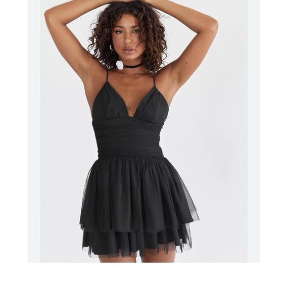 Princess Polly black mini party dress women’s size 6 whimsygoth vibes - Picture 1 of 16